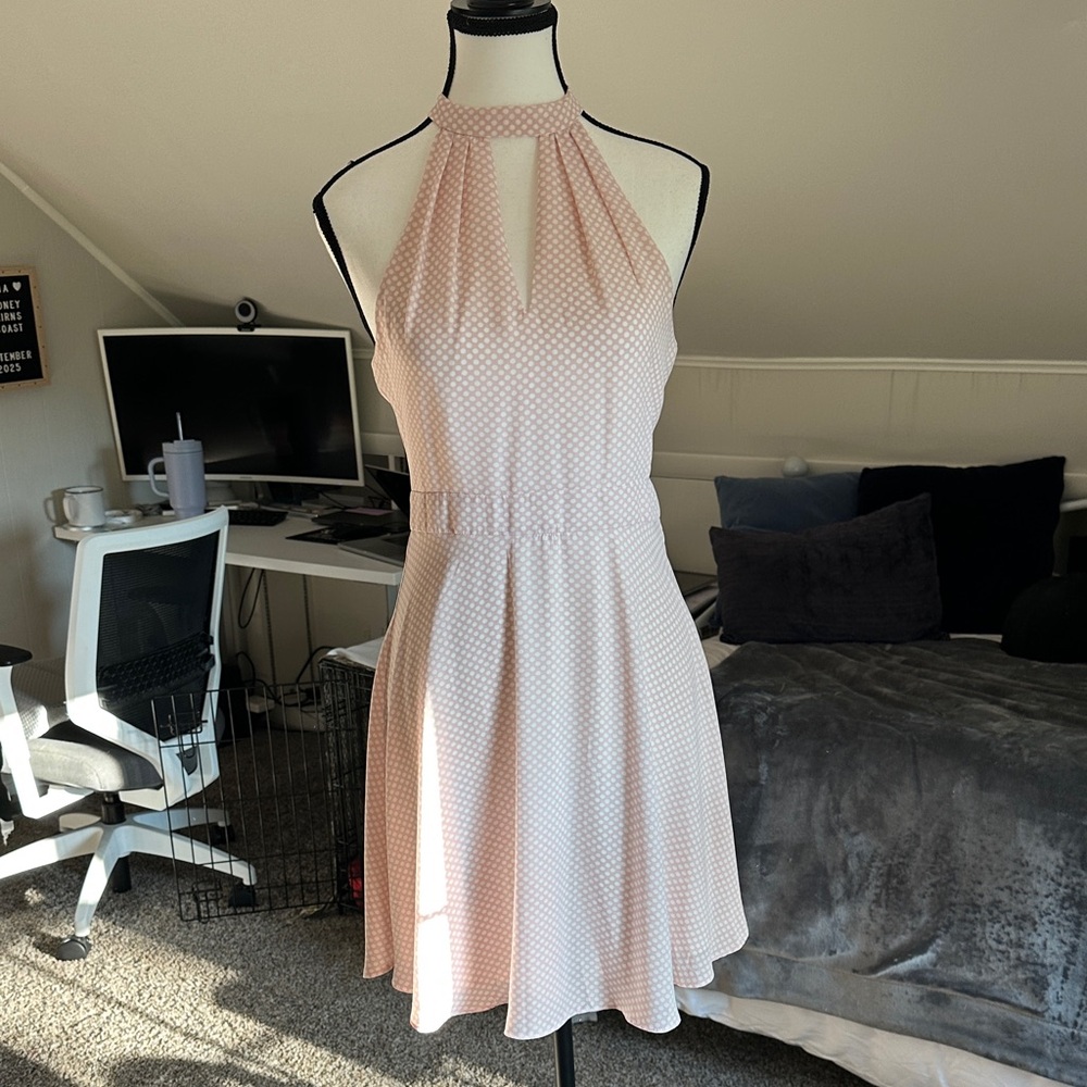 Express Blush Pink Polka Dot Backless Dress